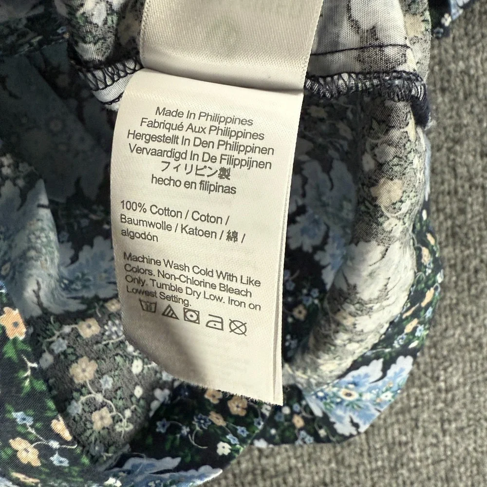 J Crew 90s Top Womens M‎ Blue Floral Babydoll Romantic Fairy Cottage Boho Casual
